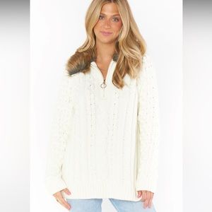 Show Me Your Mumu | Sun Valley Pullover {Cream Cable Knit W/ Faux Fur}